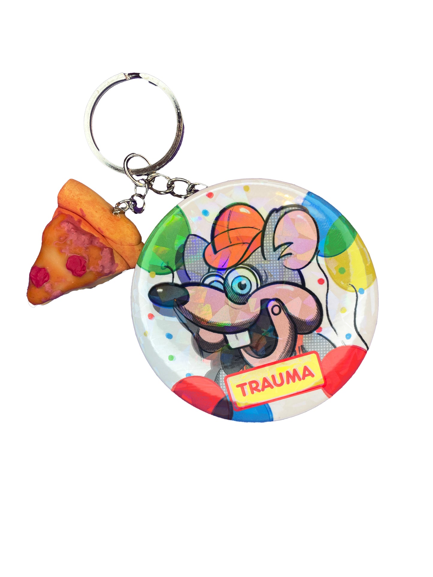Charles Cheddar Holographic 90s Keychain+ Pizza Charm